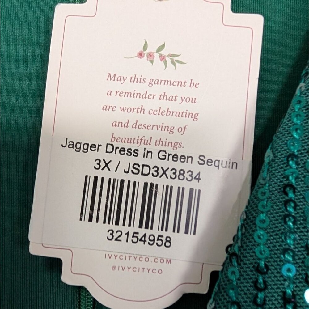 NEW Ivy City Sequin Jagger Dress Womens Size 3X Green Christmas Holiday Party - Picture 6 of 14